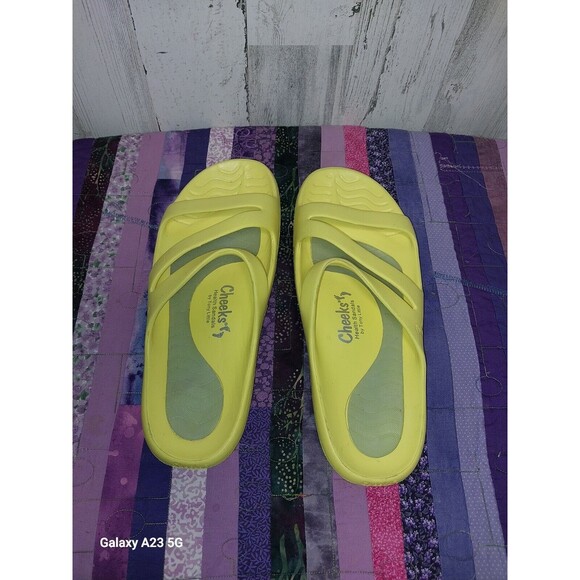 Tony Little Cheeks Health Slide with Gel Footbed Color Yellow Size 11 - Picture 7 of 8